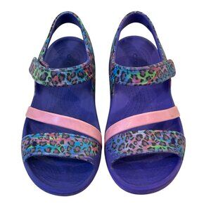 Crocs Girls Multi-Color Animal Print Sandals With Pink Straps 13